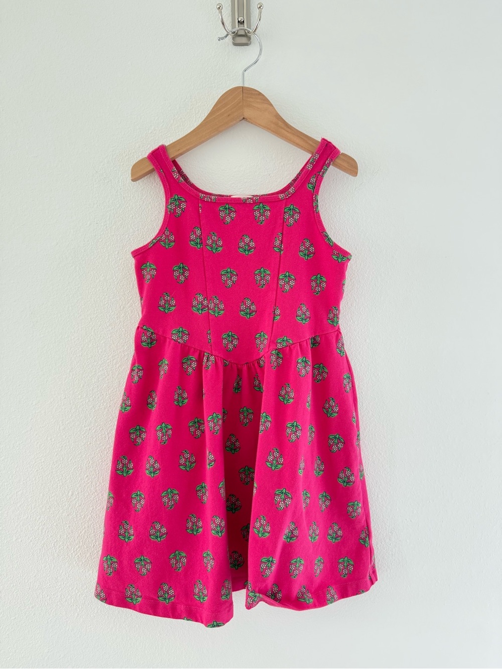 Girls' Magenta Sleeveless Floral Print Dress